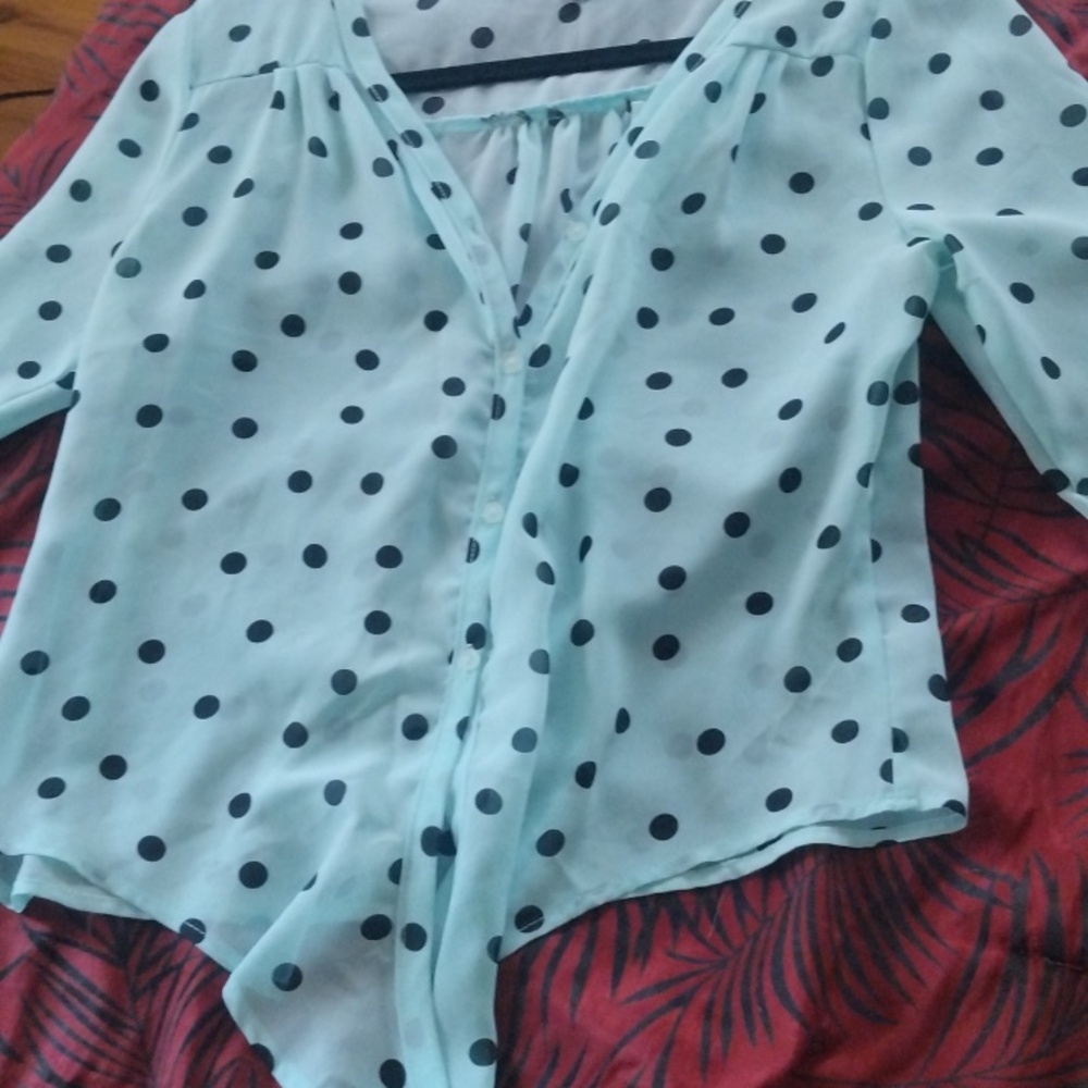 Women's Polka Dot Blouse Size Med Charlotte Russe - Picture 2 of 6